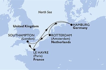 MSC PREZIOSA - Hollandia, Nagy-Britannia, Franciaország, Németország (a Rotterdam-ből)