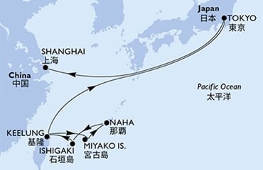 MSC Bellissima - Tchajwan, Japonsko, Čína (Keelung)