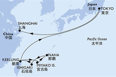MSC BELLISSIMA - Tchajwan, Japonsko, Čína (Keelung)