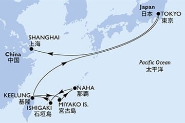 MSC Bellissima - Tchajwan, Japonsko, Čína (Keelung)