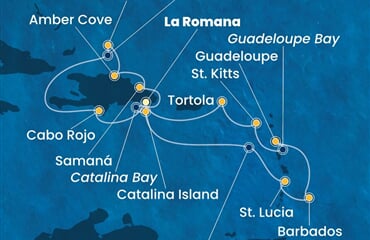 Costa Fascinosa - Dominikán.rep., Nizozemské Antily, Panenské o. (britské), Turks a Caicos (z La Romana)