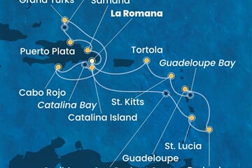 Costa Fascinosa - Dominikán.rep., Nizozemské Antily, Panenské o. (britské), Turks a Caicos (z La Romana)