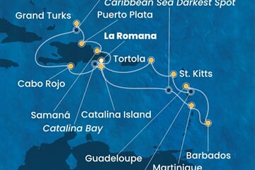 Costa Fascinosa - Dominikán.rep., Nizozemské Antily, Panenské o. (britské), Turks a Caicos (z La Romana)