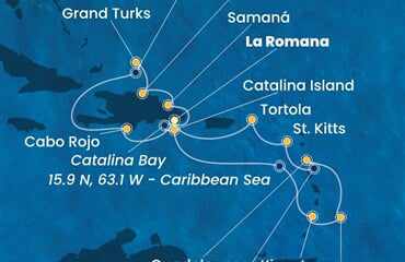 Costa Fascinosa - Dominikán.rep., Turks a Caicos, Sv.Vincenc a Grenadiny, Nizozemské Antily, Panenské o. (britské) (z La Romana)