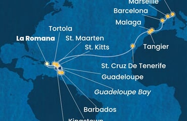 Costa Fascinosa - Dominikán.rep., Sv.Vincenc a Grenadiny, Nizozemské Antily, Panenské o. (britské), Španělsko, ... (z La Romana)