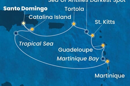 Costa Fascinosa - Dominikán.rep., Nizozemské Antily, Panenské o. (britské) (Santo Domingo)