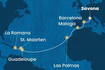 Costa Fascinosa - Itálie, Španělsko, Nizozemské Antily, Dominikán.rep. (ze Savony)