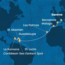 Costa Fascinosa - Itálie, Španělsko, Nizozemské Antily, Dominikán.rep. (ze Savony)