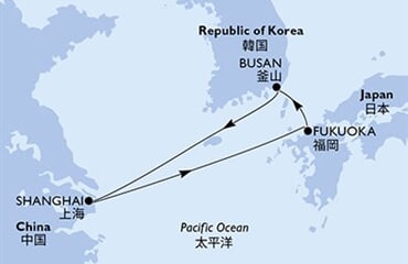 MSC Bellissima - Čína, Japonsko, Jižní Korea (ze Šanghaje)