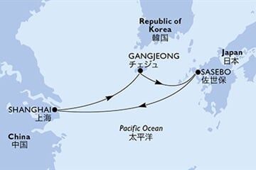 MSC BELLISSIMA - Kína, Dél-Korea, Japán (a Sanghaj-ból)