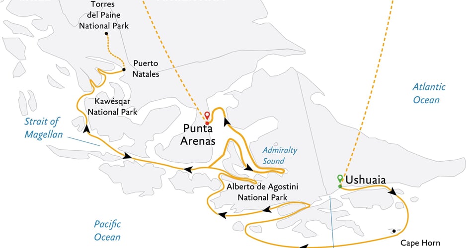 Trasa plavby QE-ULT130120