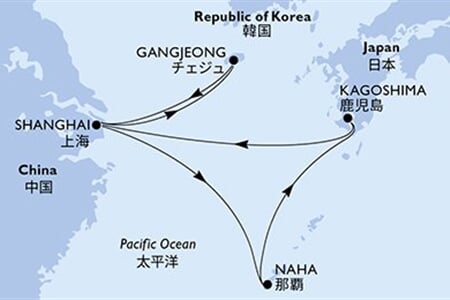 MSC BELLISSIMA - Kína, Dél-Korea, Japán (a Sanghaj-ból)