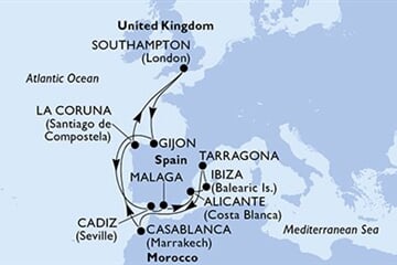 MSC Meraviglia - Velká Británie, Španělsko, Maroko (ze Southamptonu)