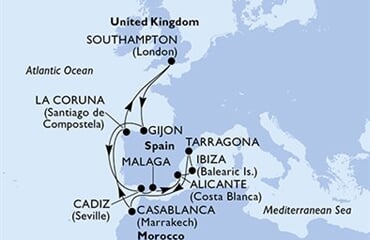 MSC Meraviglia - Velká Británie, Španělsko, Maroko (ze Southamptonu)