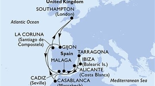 MSC Meraviglia - Velká Británie, Španělsko, Maroko (ze Southamptonu)