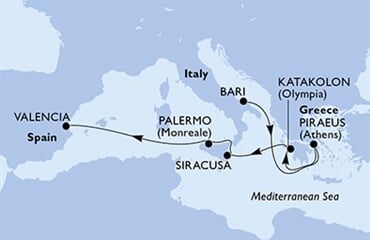 MSC Sinfonia - Itálie, Řecko, Španělsko (Bari)
