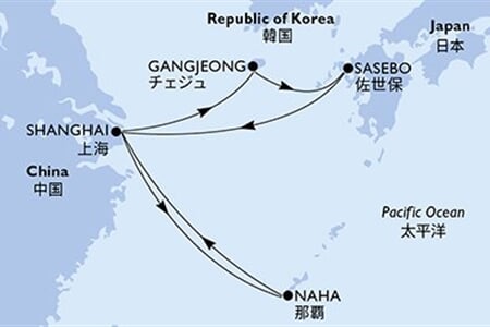 MSC BELLISSIMA - Kína, Dél-Korea, Japán (a Sanghaj-ból)