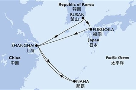 MSC BELLISSIMA - Čína, Jižní Korea, Japonsko (ze Šanghaje)