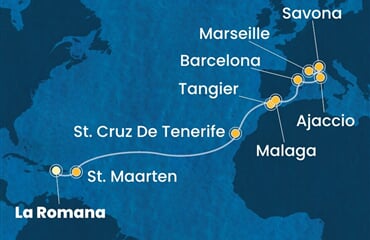 Costa Fascinosa - Dominikán.rep., Nizozemské Antily, Španělsko, Maroko, Francie, ... (z La Romana)