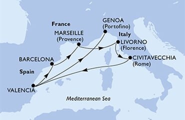 MSC Sinfonia - Španělsko, Francie, Itálie (Valencie)