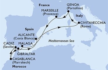 MSC Sinfonia - Španělsko, Itálie, Francie, Maroko, Gibraltar (Alicante)