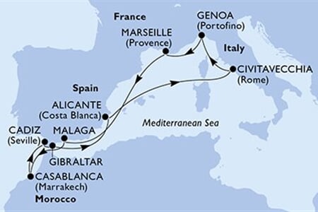 MSC Sinfonia - Itálie, Francie, Španělsko, Maroko, Gibraltar (z Civitavecchie)