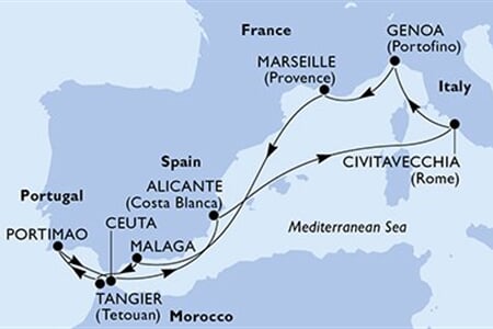 MSC SINFONIA - Olaszország, Franciaország, Spanyolország, Marokkó, Portúgalia (a Civitavecchia-ből)