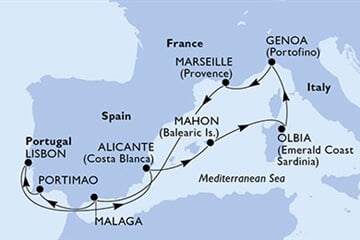 MSC SINFONIA - Itálie, Francie, Španělsko, Portugalsko (z Janova)