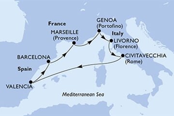 MSC SINFONIA - Itálie, Španělsko, Francie (z Civitavecchie)