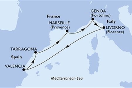 MSC SINFONIA - Španělsko, Francie, Itálie (Valencie)