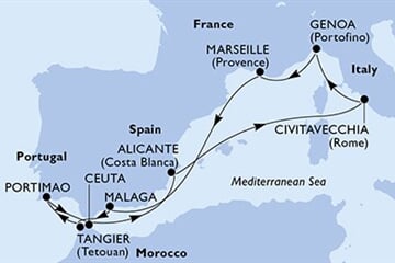 MSC SINFONIA - Španělsko, Itálie, Francie, Maroko, Portugalsko (Alicante)