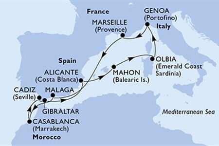 MSC SINFONIA - Španělsko, Itálie, Francie, Maroko, Gibraltar (Alicante)