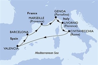 MSC Sinfonia - Itálie, Španělsko, Francie (z Civitavecchie)