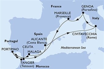 MSC Sinfonia - Španělsko, Maroko, Portugalsko, Itálie, Francie (z Malagy)