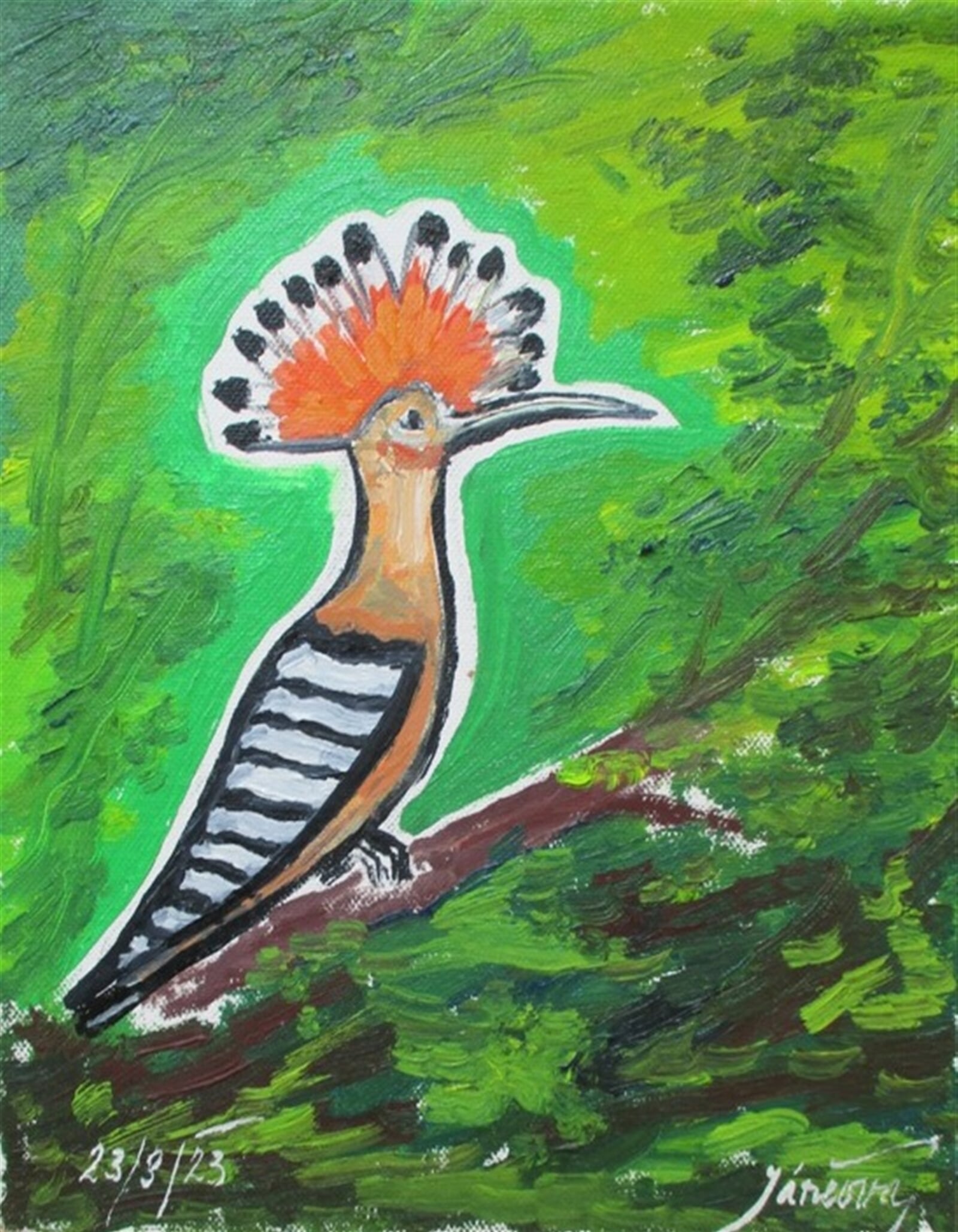 Jaroslava Jáněová: Dudek chocholatý, 25 × 20 cm