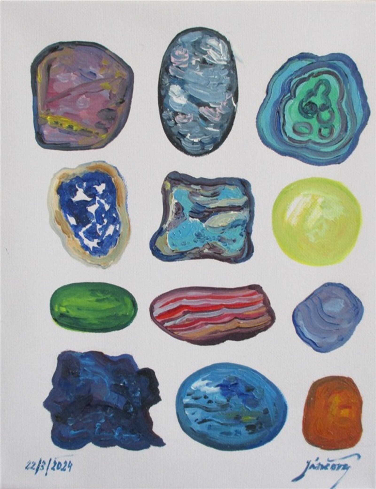 Jaroslava Jáněová: Nerosty II., 30 × 25 cm