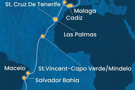 Costa Diadema - Španělsko, Portugalsko, Kapverdy, Brazílie (z Barcelony)