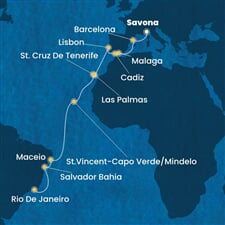 Costa Diadema - Itálie, Španělsko, Portugalsko, Kapverdy, Brazílie (ze Savony)