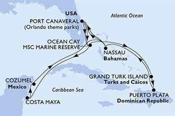 MSC World Atlantic - USA, Bahamy, Turks a Caicos, Dominikán.rep., Mexiko (z Port Canaveralu)