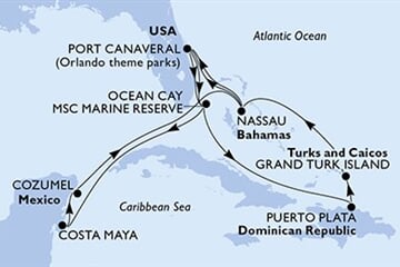 MSC World Atlantic - USA, Bahamy, Dominikán.rep., Turks a Caicos, Mexiko (z Port Canaveralu)