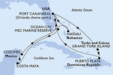 MSC World Atlantic - USA, Turks a Caicos, Dominikán.rep., Bahamy, Mexiko (z Port Canaveralu)