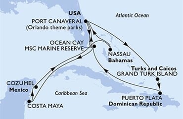 MSC World Atlantic - USA, Turks a Caicos, Dominikán.rep., Bahamy, Mexiko (z Port Canaveralu)