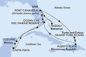 MSC WORLD ATLANTIC - USA, Bahamy, Mexiko, Turks a Caicos, Dominikán.rep. (z Port Canaveralu)