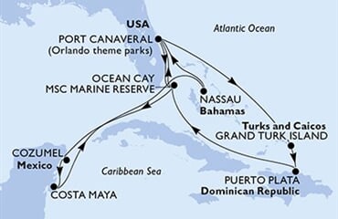 MSC WORLD ATLANTIC - USA, Bahamy, Mexiko, Turks a Caicos, Dominikán.rep. (z Port Canaveralu)