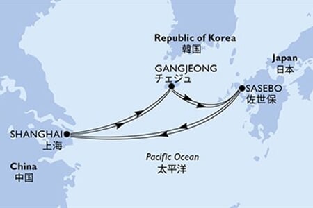 MSC BELLISSIMA - Čína, Jižní Korea, Japonsko (ze Šanghaje)