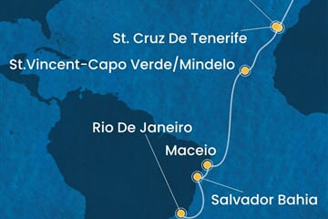 Costa Diadema - Portugalsko, Španělsko, Kapverdy, Brazílie (z Lisabonu)
