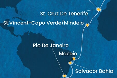 Costa Diadema - Portugalsko, Španělsko, Kapverdy, Brazílie (z Lisabonu)