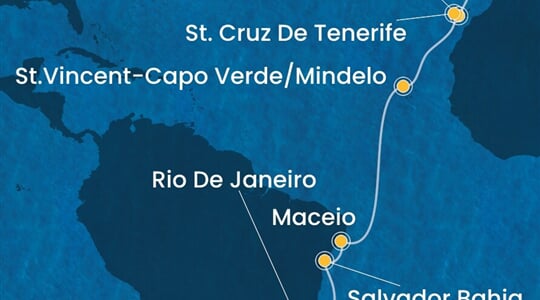 Costa Diadema - Portugalsko, Španělsko, Kapverdy, Brazílie (z Lisabonu)