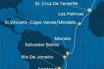 Costa Diadema - Portugalsko, Španělsko, Kapverdy, Brazílie (z Lisabonu)