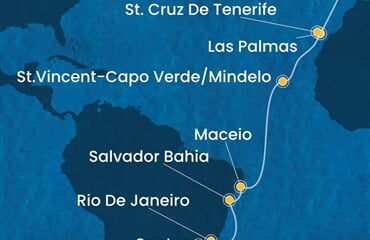 Costa Diadema - Portugalsko, Španělsko, Kapverdy, Brazílie (z Lisabonu)
